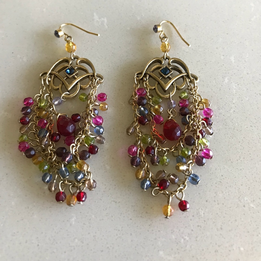 Colorful Simulated Gemstones Dangling Earrings